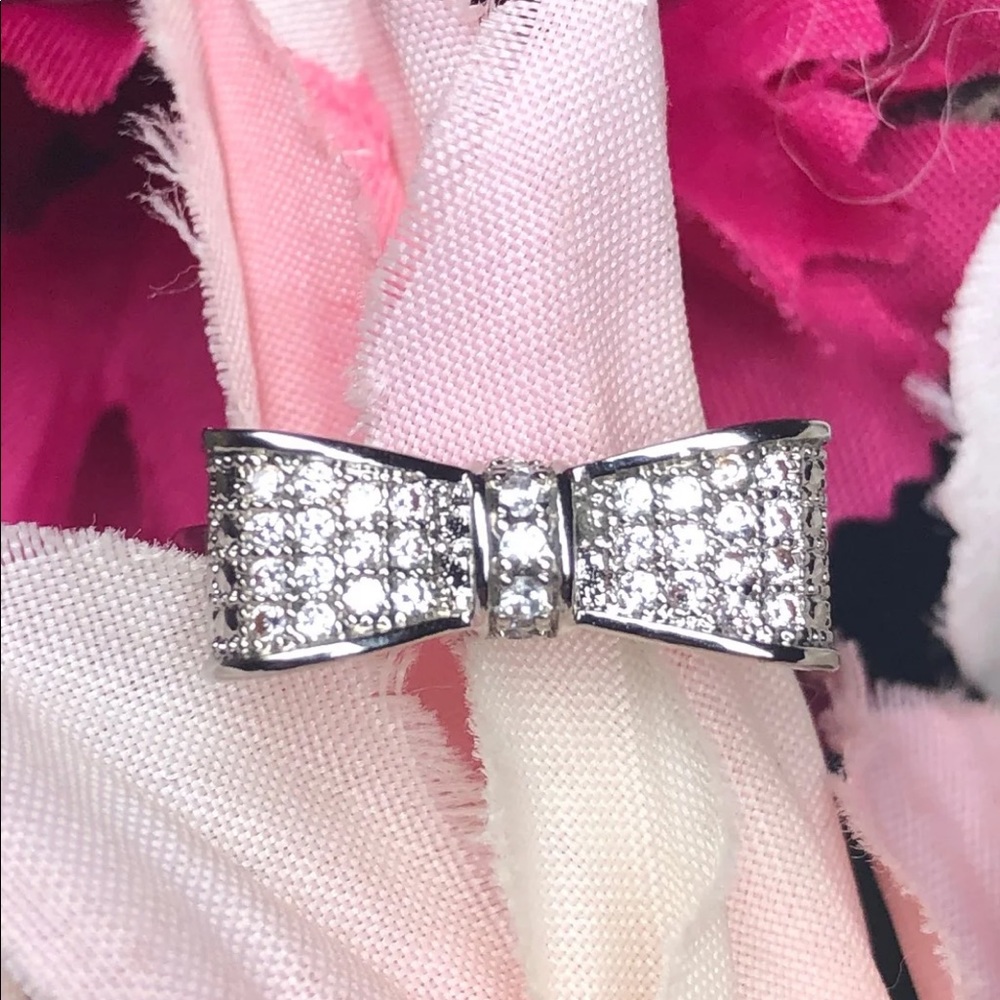 New! 925 stamped sterling silver cz diamond bow